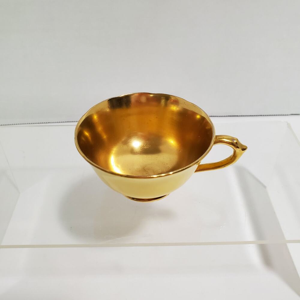 Vintage Tuscan Fine England Bone China Demitasse Cup Yellow Gold Gilded MCM